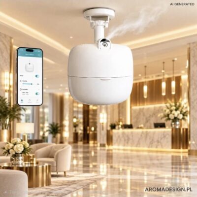 DYFUZOR ZAPACHOWY SFERIC zimna dyfuzja z wentylatorem, biały, zdalnie sterowany bluetooth, zasięg 30 - 100 m2