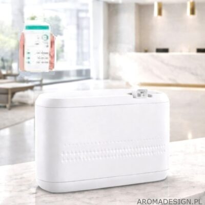 DYFUZOR ZAPACHOWY BIAŁY A305L zasięg 200 m2- 800 m2 Bluetooth zdalnie sterowany, opcja do wentylacji HVAC, zimna dyfuzja + zapach 10 ml gratis