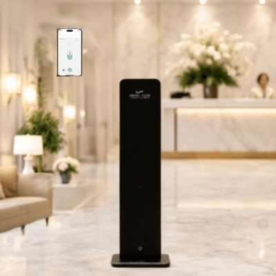 DYFUZOR TOWER CZARNO-ZŁOTY, zimna dyfuzja, sterowany przez WiFi, bluetooth, zasięg do 900 m2